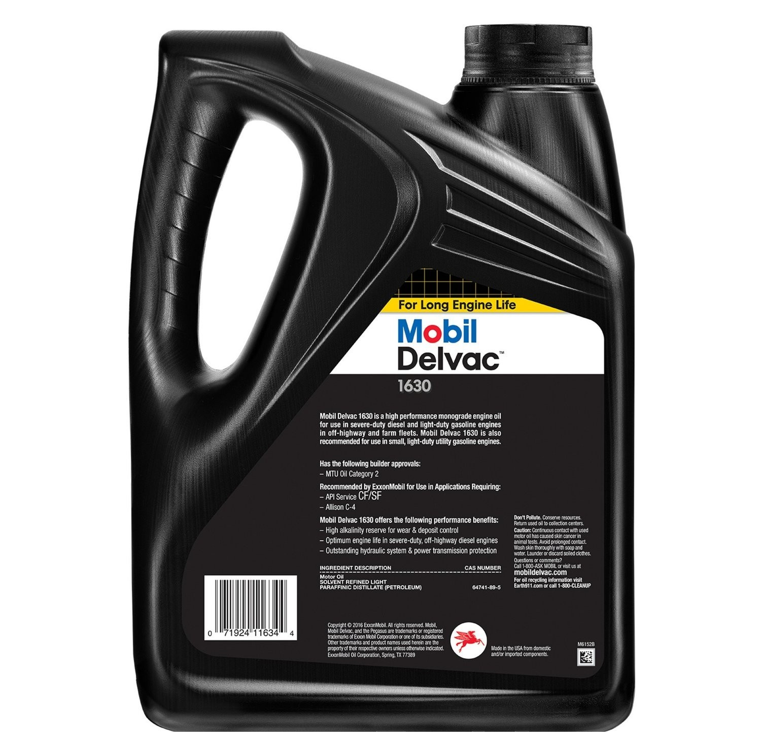3 PACK- MOBIL 112826 Mobil Delvac 1630 High Performance Diesel Engine Oil; 1 Gal