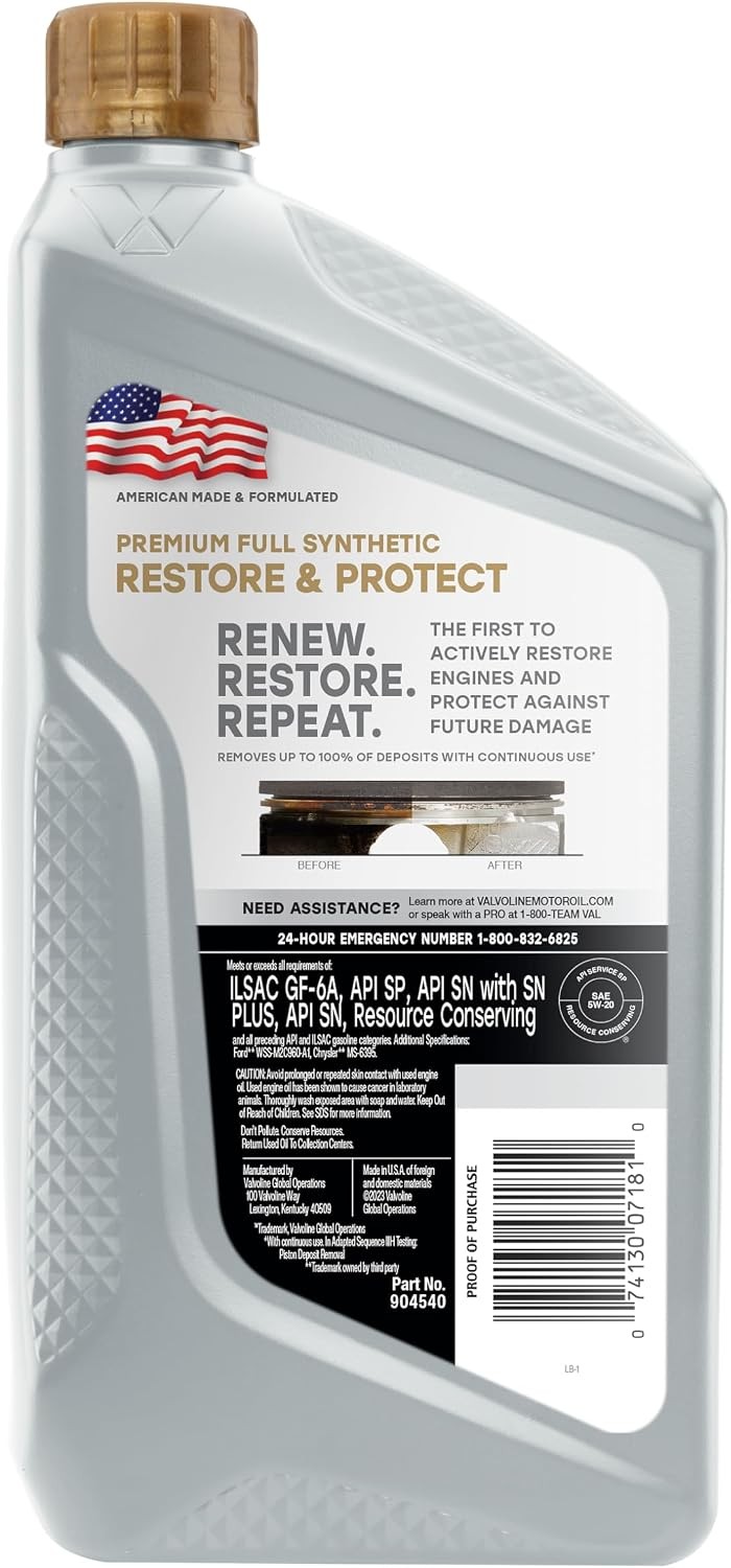 Restore & Protect Full Synthetic 5W-20 Motor Oil 1 Quart