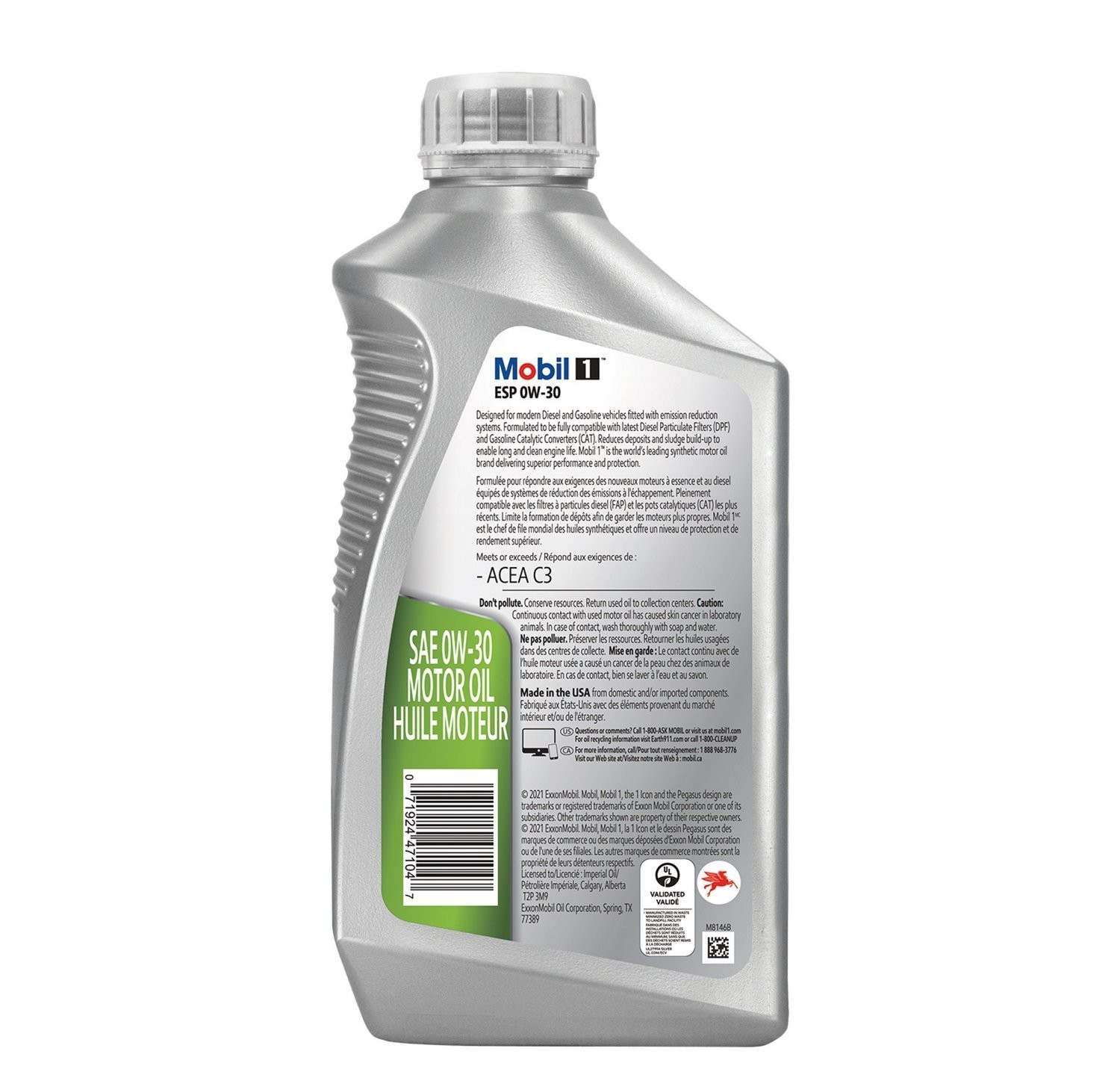 SALE- 8 PACK- MOBIL 124547 ESP 0W-30; Mobil 1 Emission System Protection; 1QT