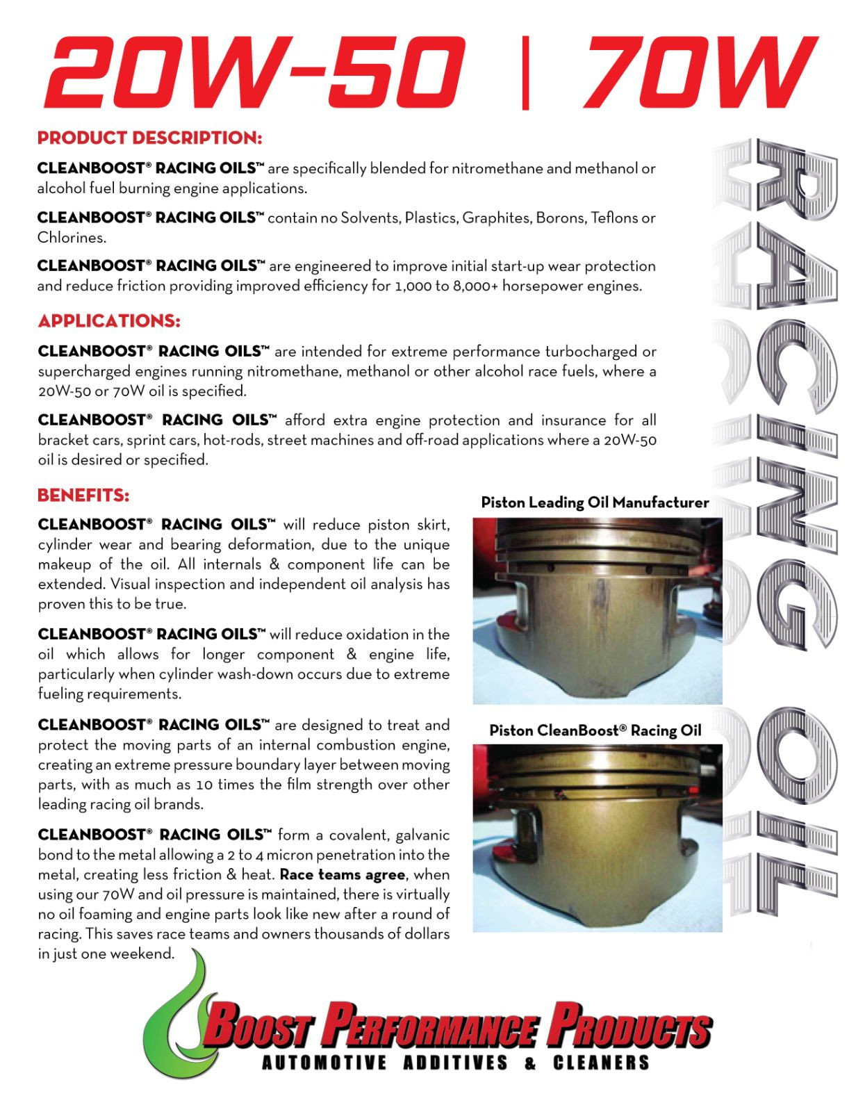 CleanBoost® 70W Race – Racing Engine Oil – 5 Gallon