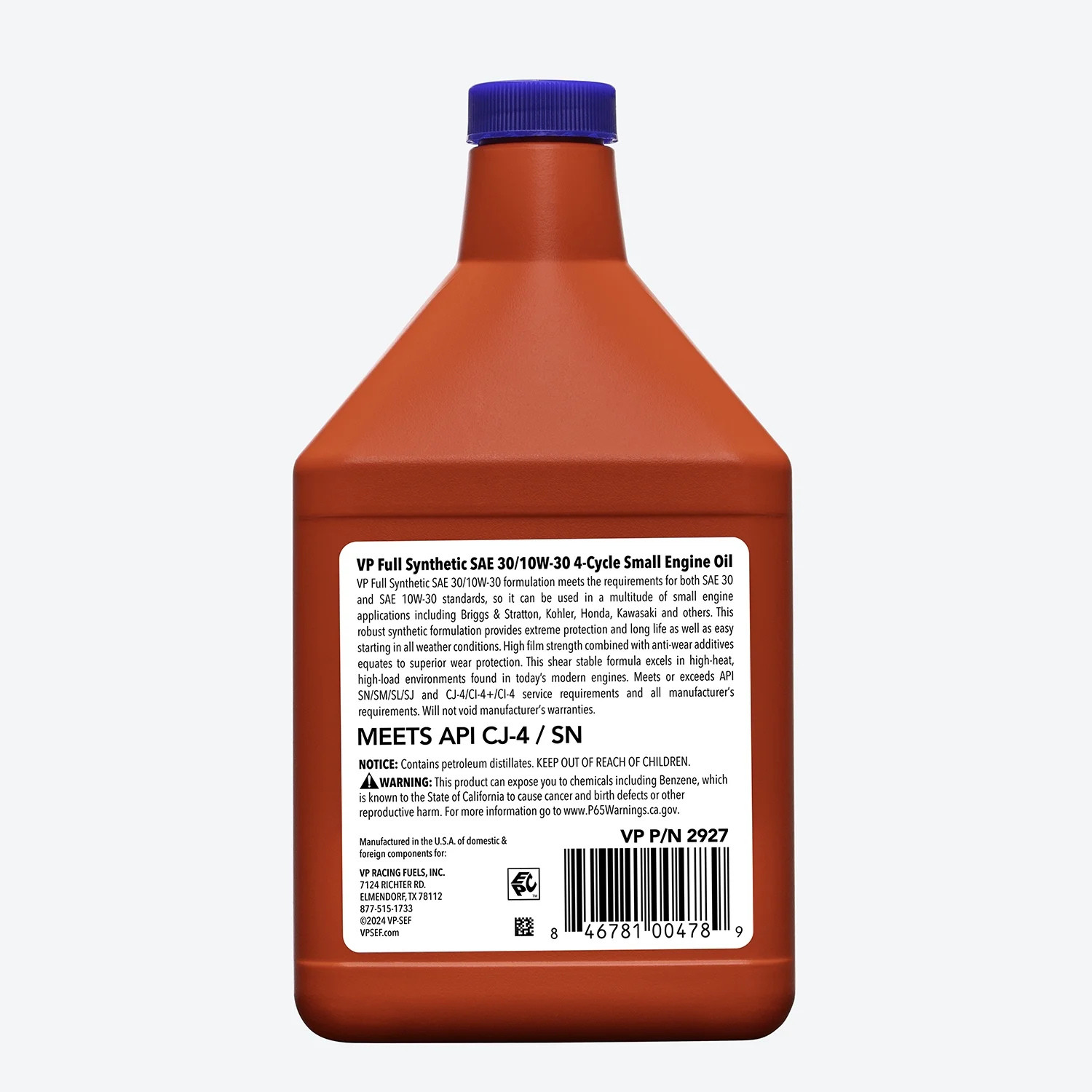 (3 Pack) VP Racing Fuels 18-oz 4-cycle engines 10W-30 Full synthetic Engine Oil