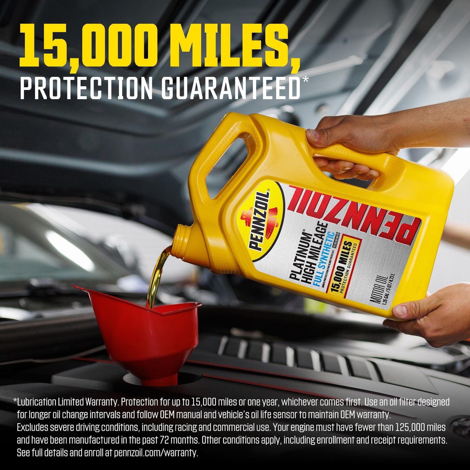Pennzoil Platinum High Mileage Full Synthetic 10W-30 1 Quart, Amber/Brown