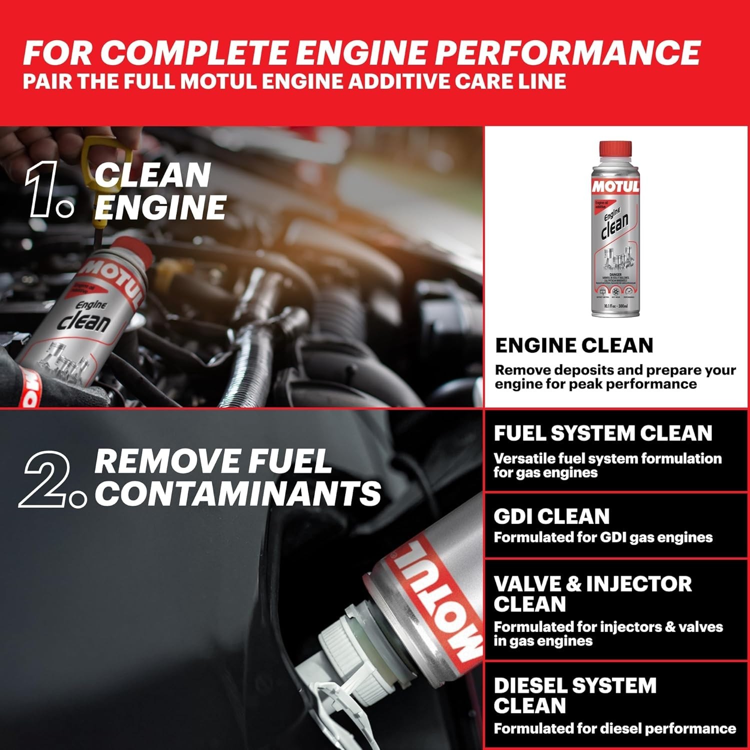 Motul Engine Clean – Oil Additive & Flush for Gasoline & Diesel Engines, 300ml