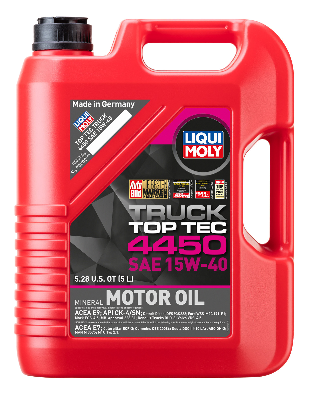 LIQUI MOLY 5L Top Tec Truck 4450 Motor Oil SAE 15W40 – Case of 4