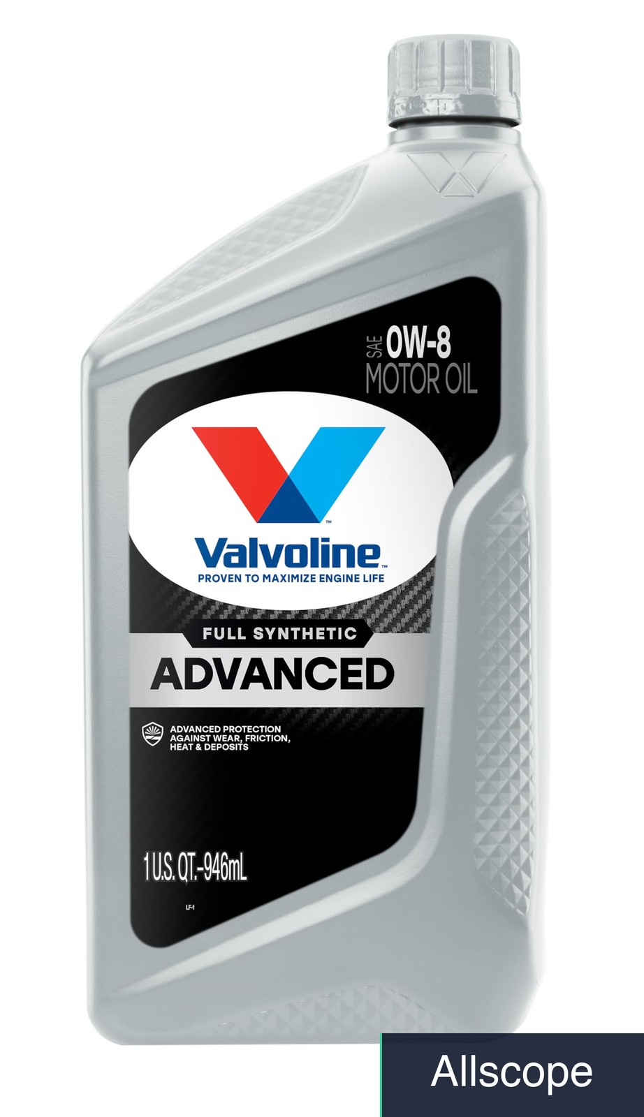 Valvoline Advanced Protection 0W-8 Full Synthetic Motor Oil 1 Quart, Pack of 6