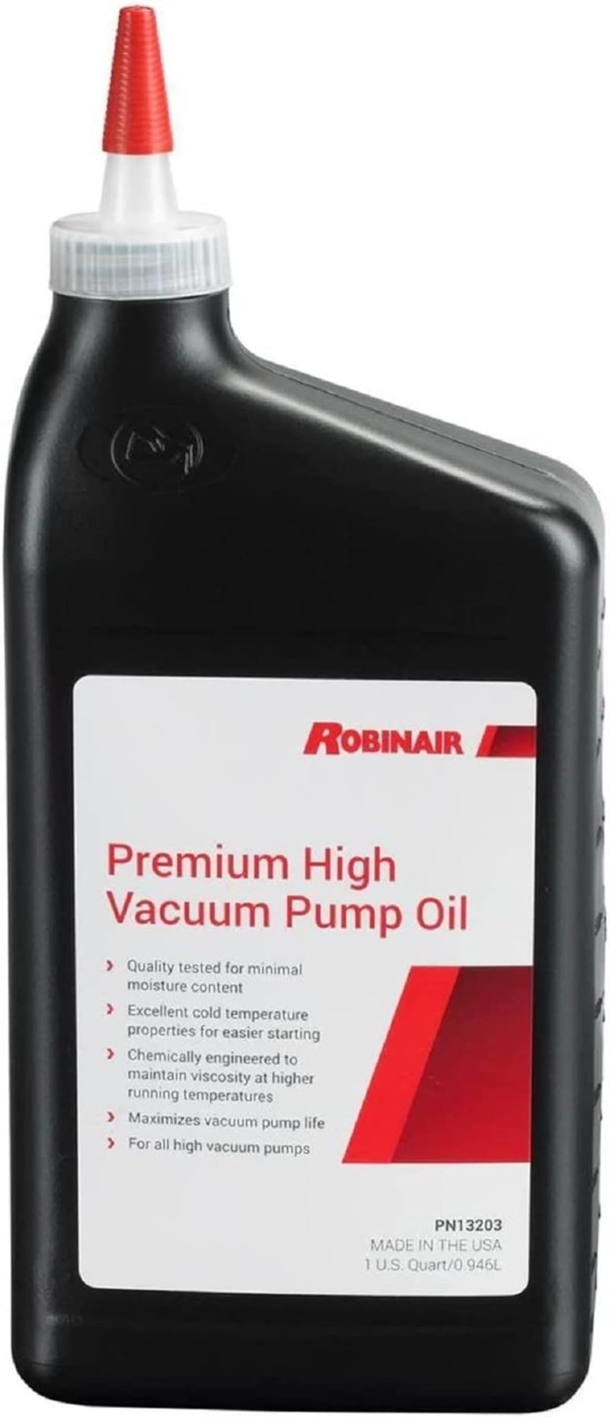 Robinair 13203 Premium High Vacuum Pump Oil Quart, black