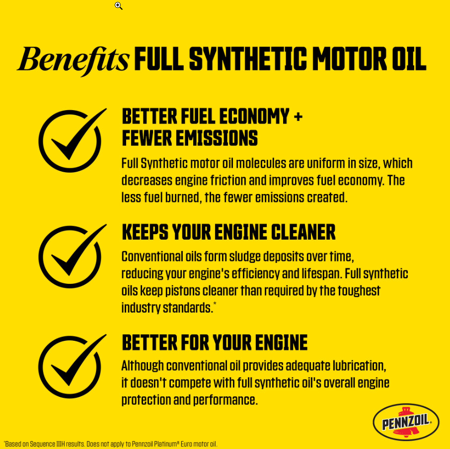 (2 pack) Pennzoil Platinum Full Synthetic 5W-20 Motor Oil, 5-Quart