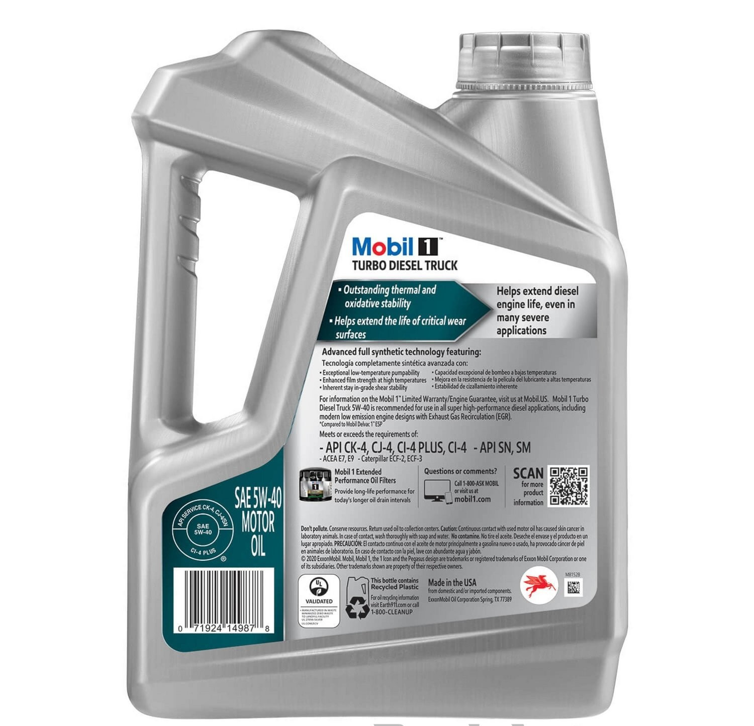 MOBIL 127097 M-1 TD TRUCK 5W40; Mobil 1 Turbo Diesel Truck; Full Synthetic; SAE