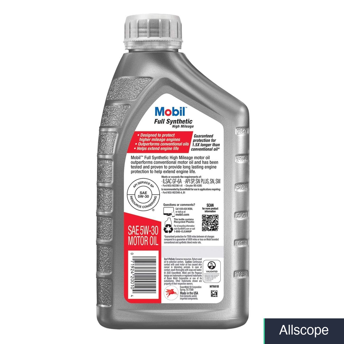 Motor Oil 5W-30 Full Synthetic High Mileage 75000+ Miles 1 QT 6 Pack