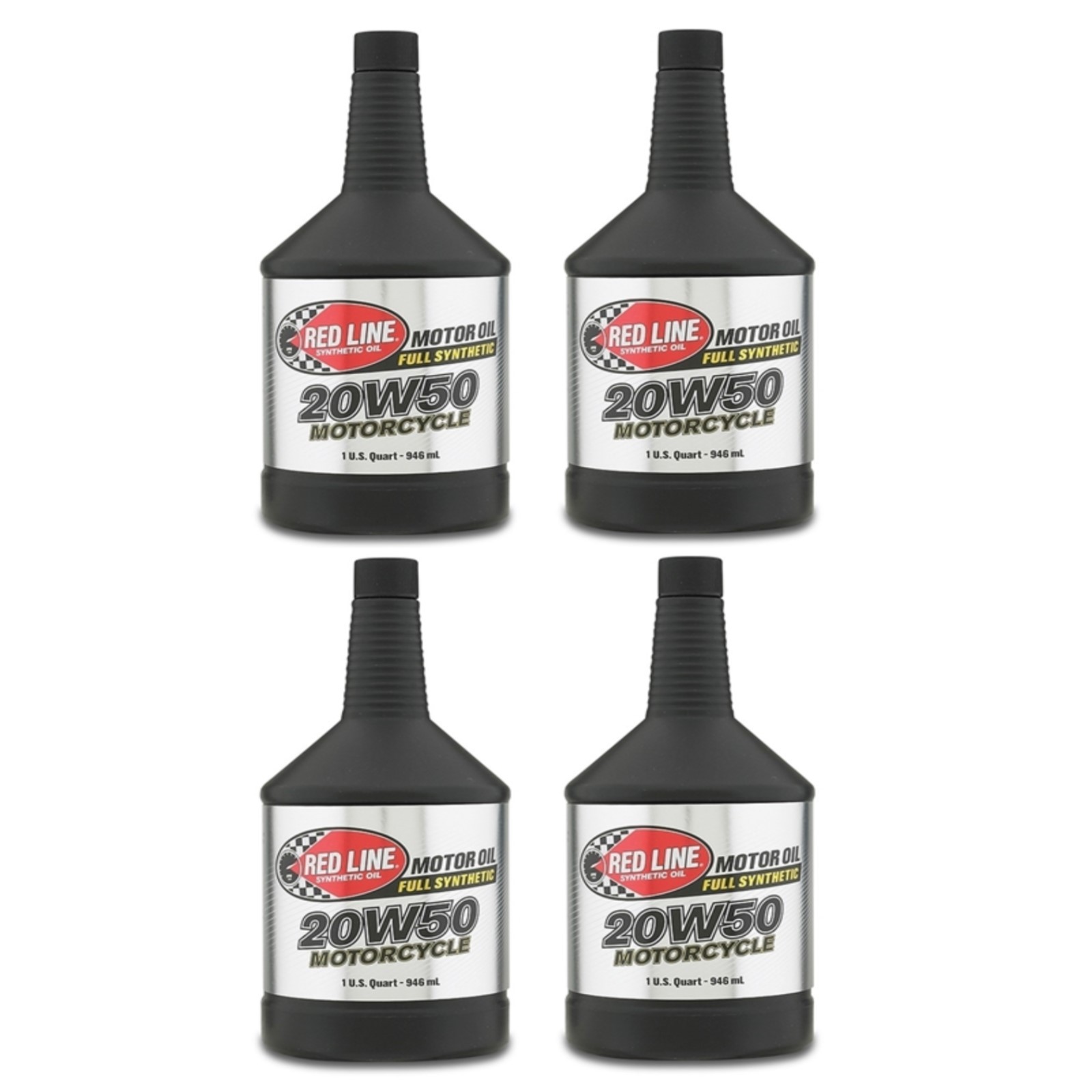 Red Line Oil Full-Synthetic 20W50 Motorcycle Engine Oil 1-Quart Bottles Set of 4