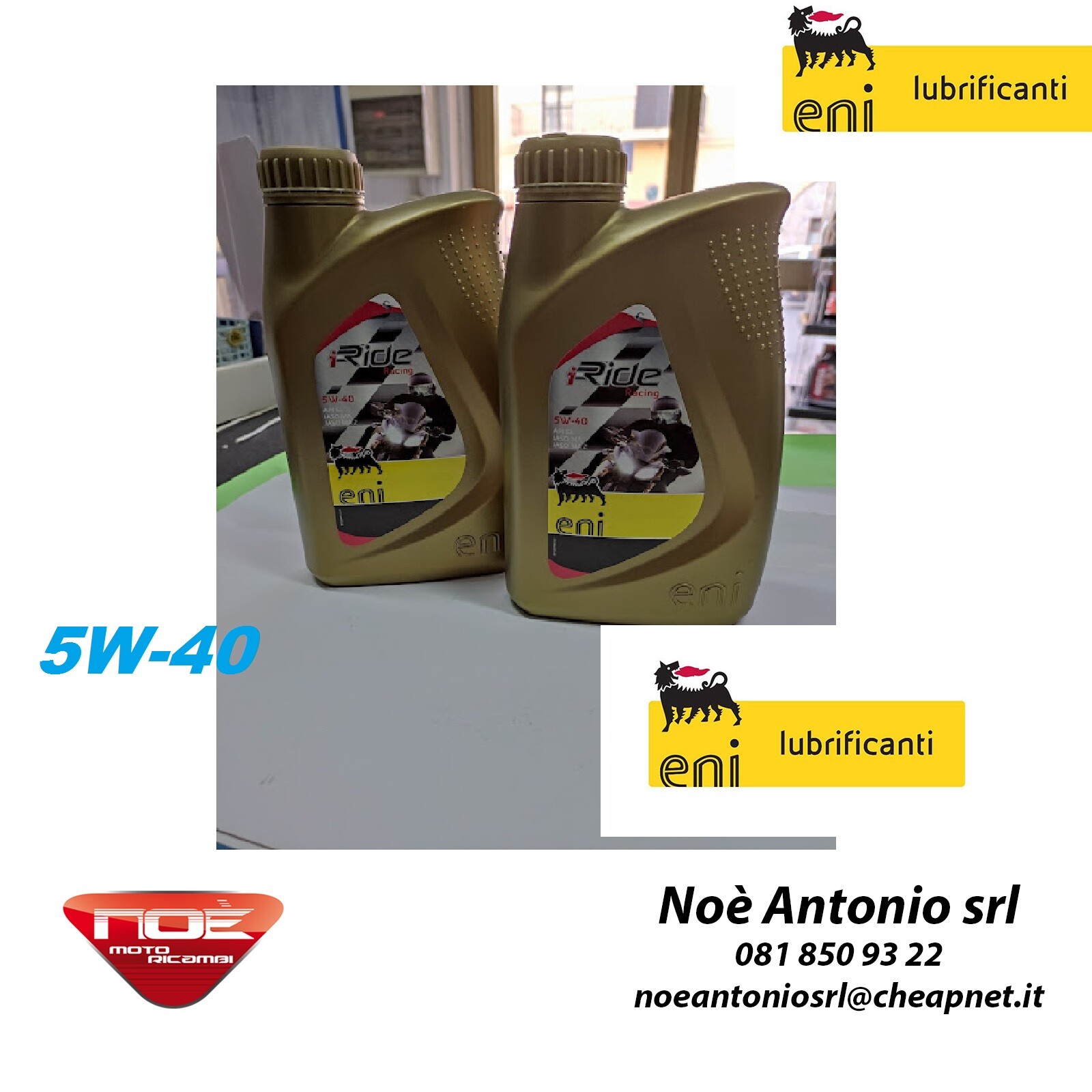 2 BOTTLES OIL ENI I-RIDE RACING 5W40 TOP SYNTHETIC 4T JASO MA2 1LT COD 15106
