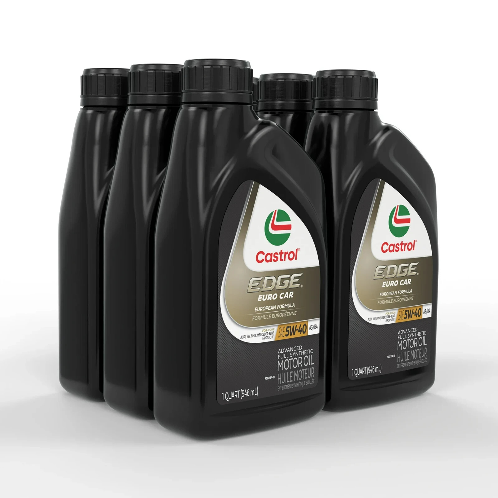 Castrol Edge Euro 5W-40 A3/B4 Advanced Full Synthetic Motor Oil,1 Qt,Pack of 6