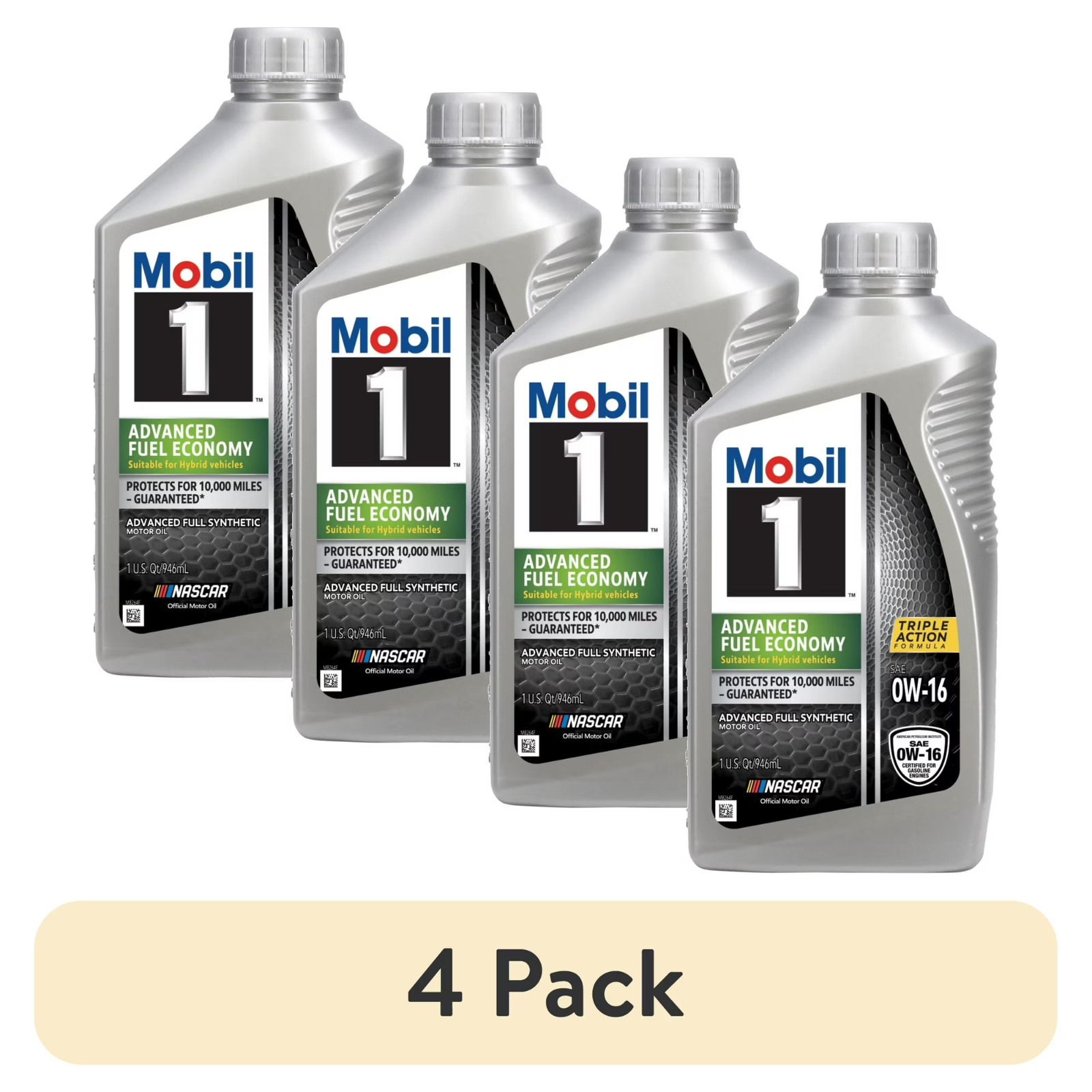 (4 pack) Mobil 1 Advanced Fuel Economy Full Synthetic Motor Oil 0W-16, 1 Quart