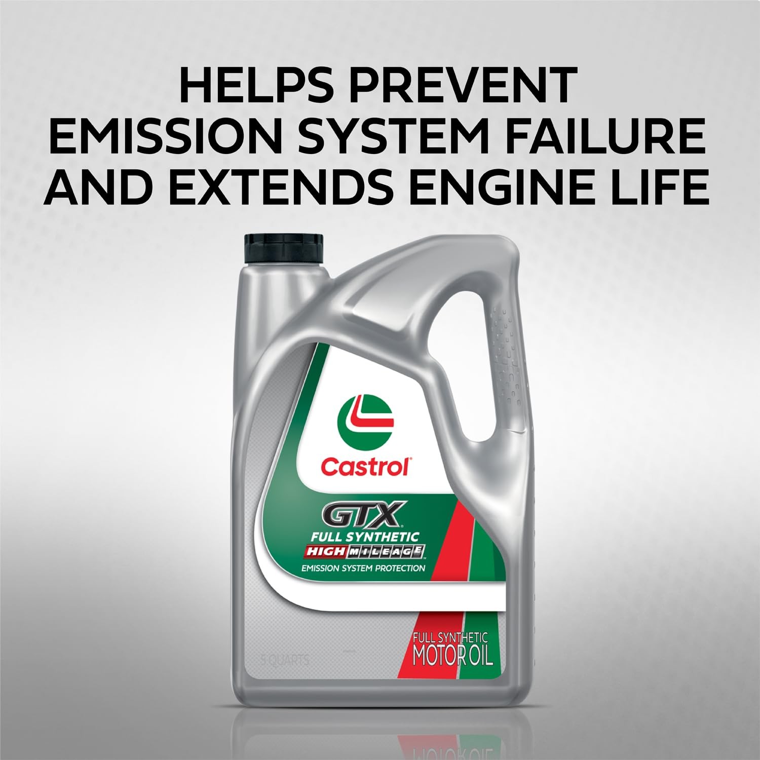 Castrol GTX Full Synthetic High Mileage 0W-20 Motor Oil, 5 Quart Amber