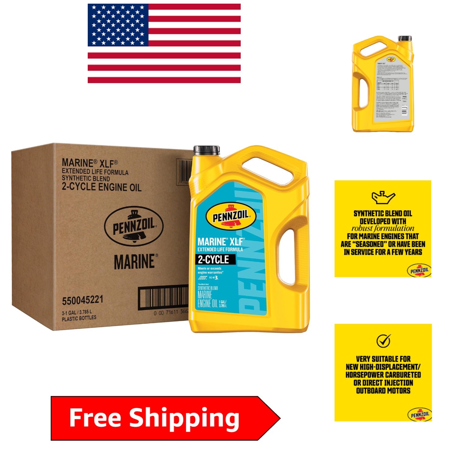 Robust 3-Pack Marine Oil, 1 Gallon Each – Protects Outboard Engines Efficiently