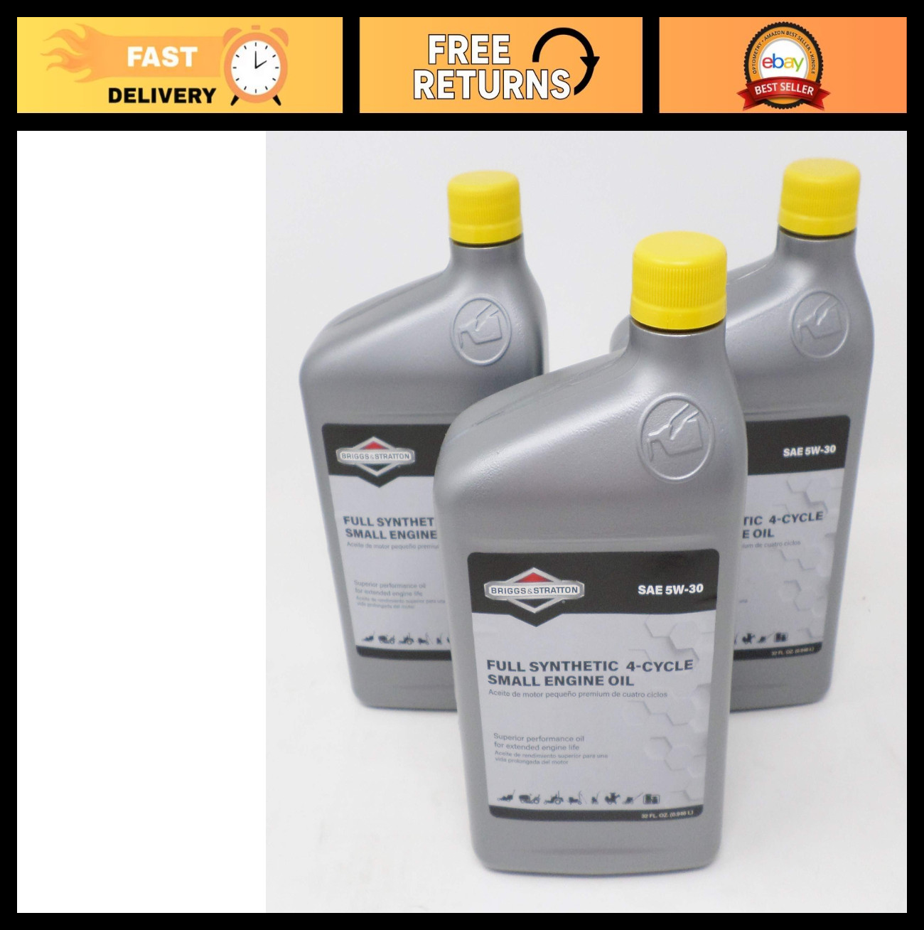 3-Pack 1-Quart 5W-30 Synthetic Engine Oil for Small Engines & Lawn Mowers