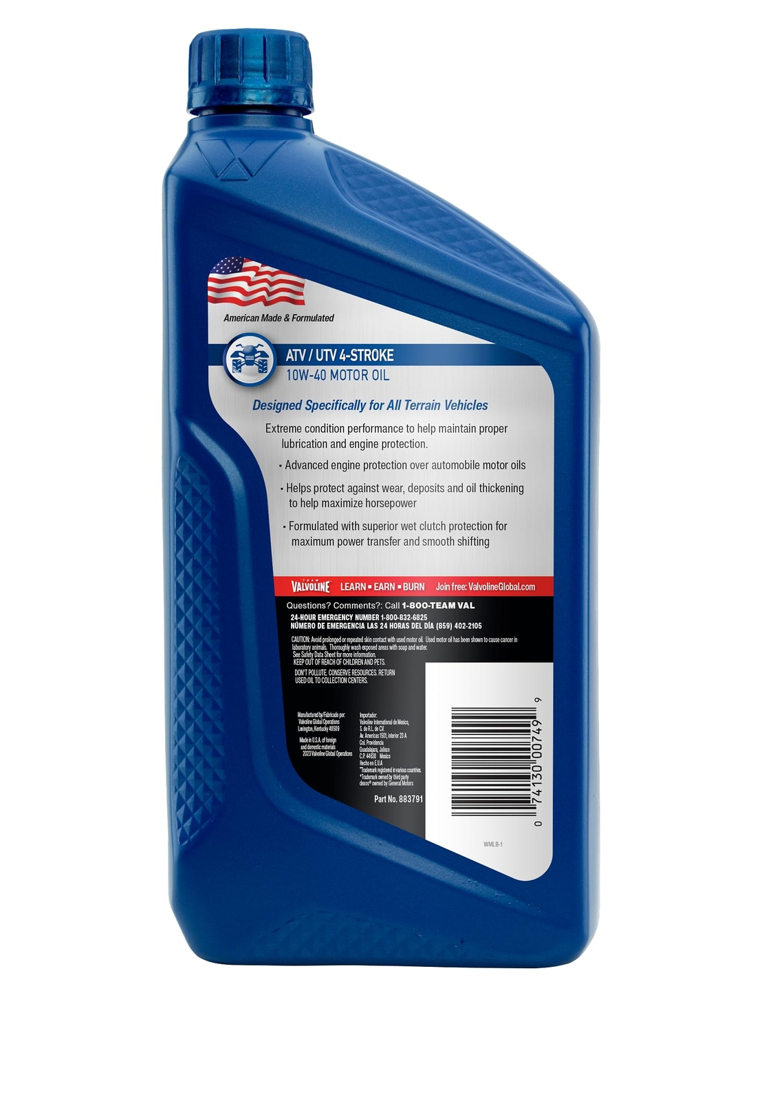 Valvoline 4-Stroke ATV/UTV SAE 10W-40 Motor Oil 1 QT Case of 6
