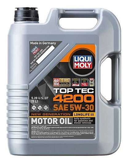 LIQUI MOLY Top Tec 4200 SAE 5W-30 Fully Synthetic Engine Motor Oil (5 Liters)