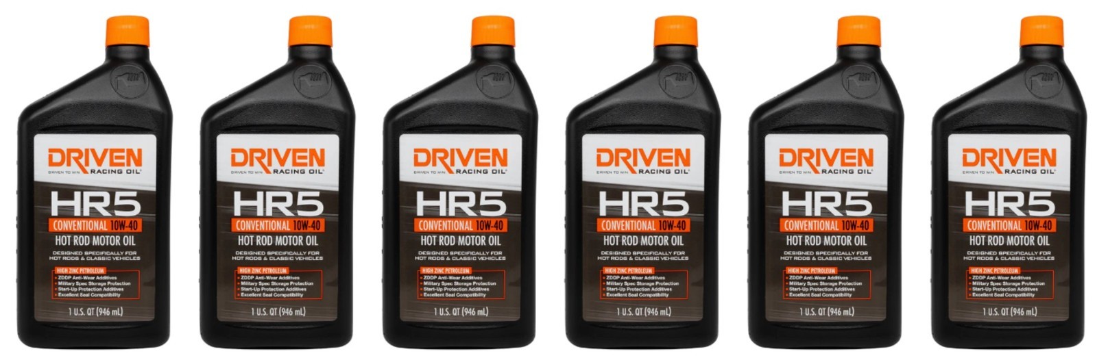 Driven Racing HR5 10W-40 Conventional Hot Rod Oil 1 Quart Set of 6 03806
