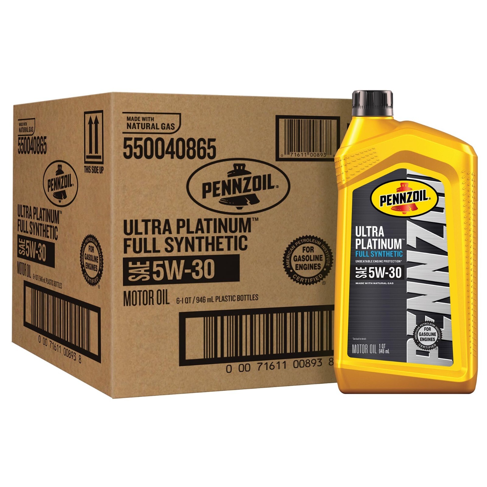 Pennzoil Ultra Platinum 5W-30 Full Synthetic Motor Oil, 6 Quarts