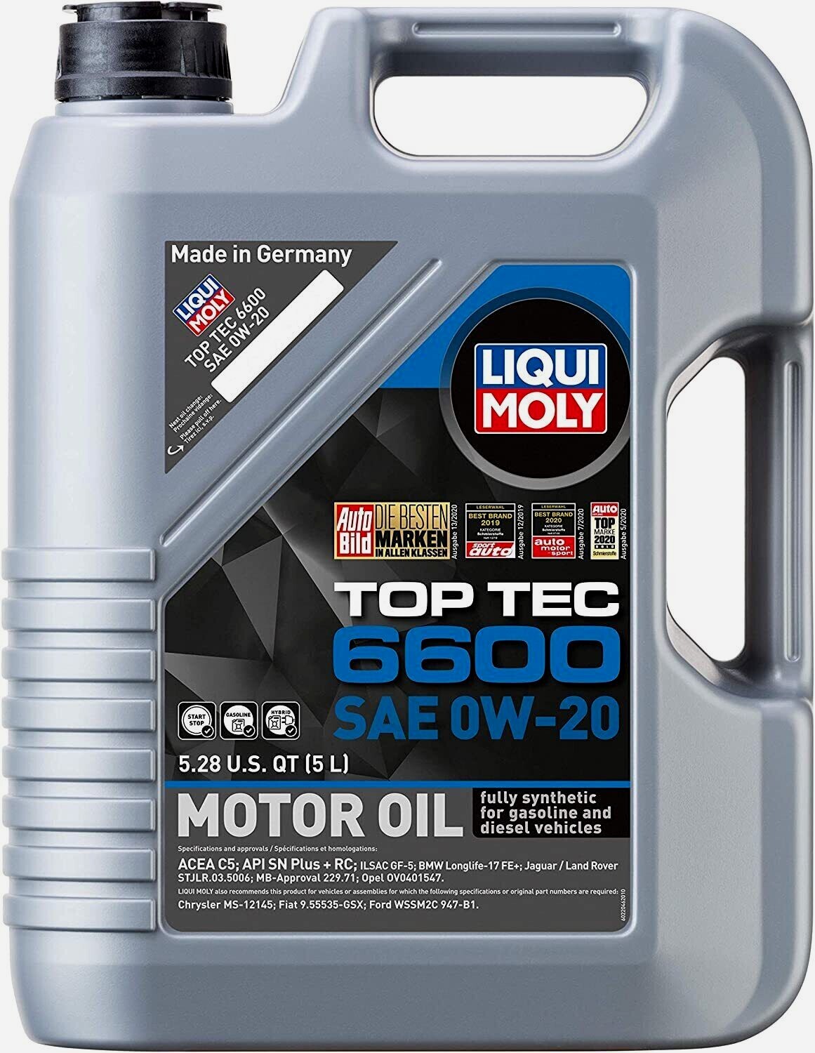 ★ 5L Liqui Moly 0W-20 Top Tec 6600 Synthetic Engine Oil 22046 BMW Longlife-17FE