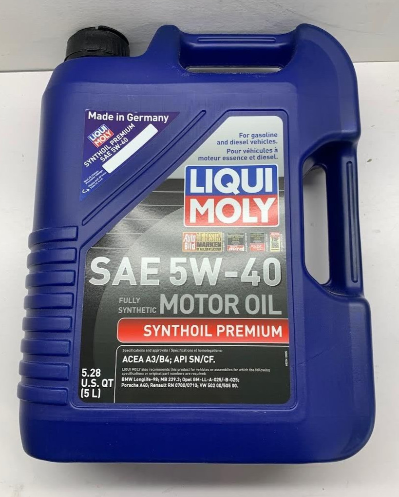 LIQUI MOLY 5L Fully Synthetic Motor Oil SAE 5W40 (Case of 4) Porsche/BMW/VW