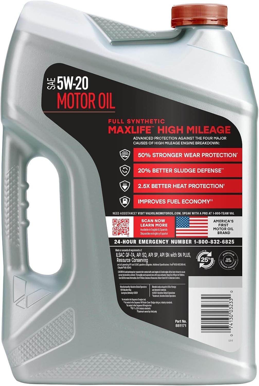 Valvoline MaxLife High Mileage Full Synthetic 5W-20 Motor Oil 5 Quart – NEW