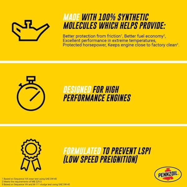 Pennzoil High Mileage Motor Oil 10W-30 Synthetic Blend 5 Qt Engine Protection