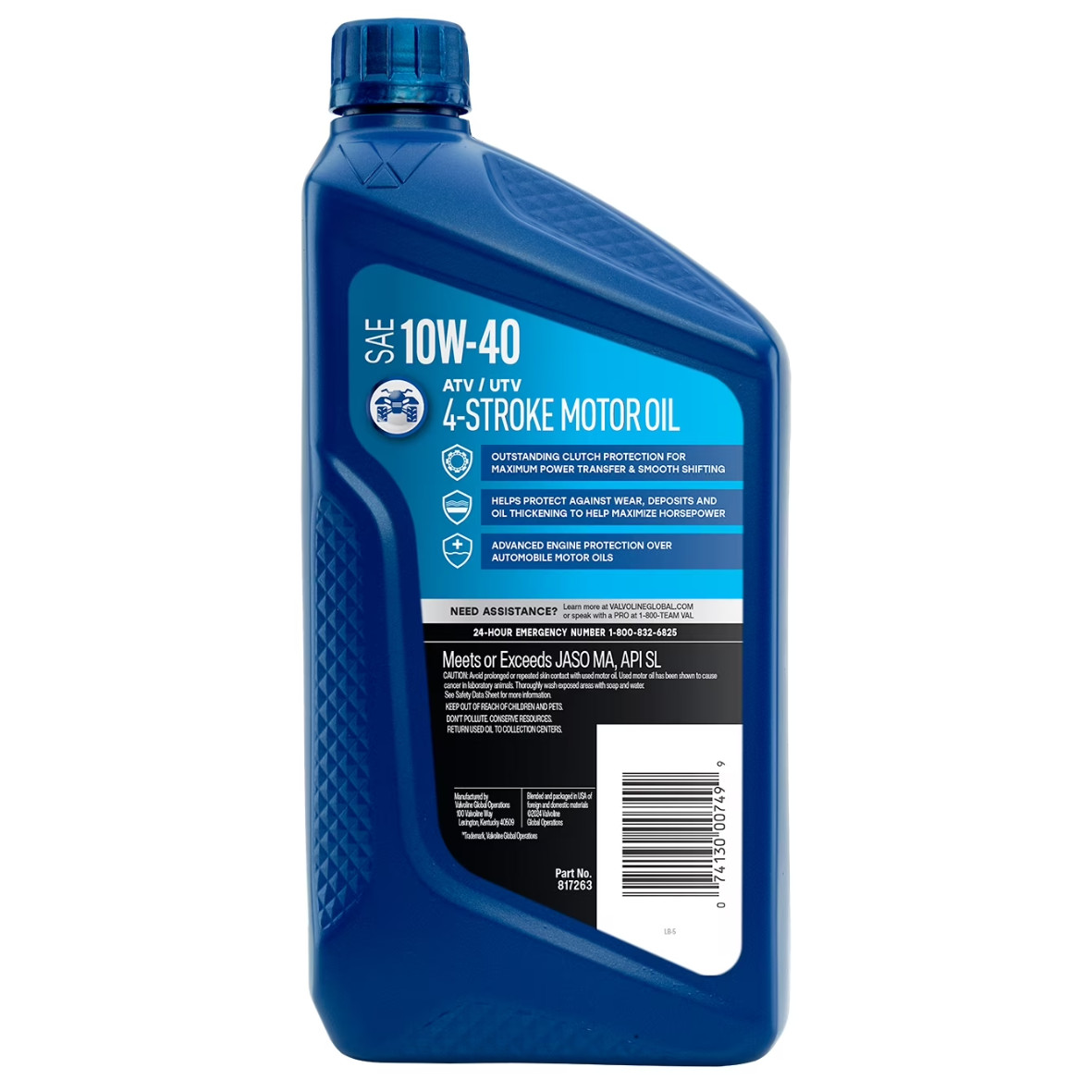 Valvoline 3 Quarts 4-Stroke ATV/UTV SAE 10W-40 Motor Oil 817263 3 x 1qt