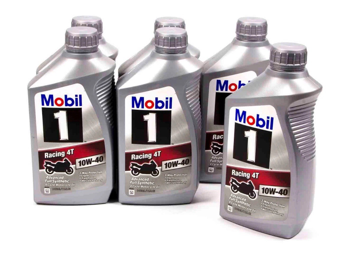 Mobil 1 98JA11 10W-40 Racing 4T Motorcycle Oil for Sport Bikes (6 Quarts)