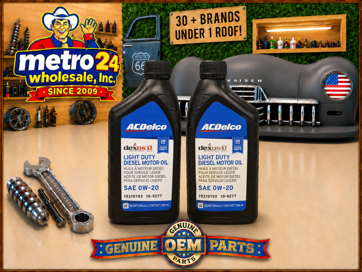 (2) AC DELCO LIGHT DIESEL MOTOR OIL DURAMAX SAE 0W-20 DEXOS D 19370138 10-9277
