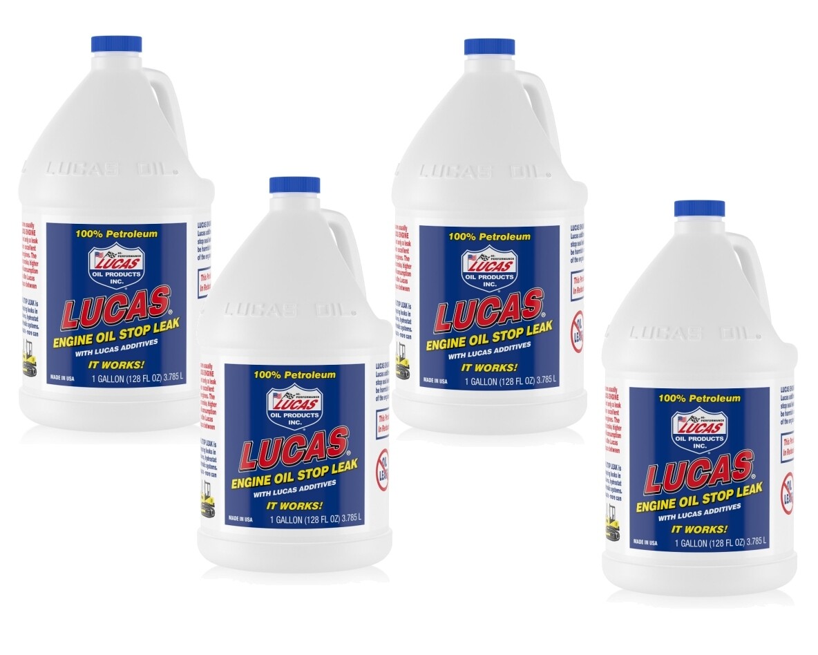 Lucas Oil 10279 Pure Petroleum Engine Oil Stop Leak for Gas/Diesel 1 Gal 4 Pack