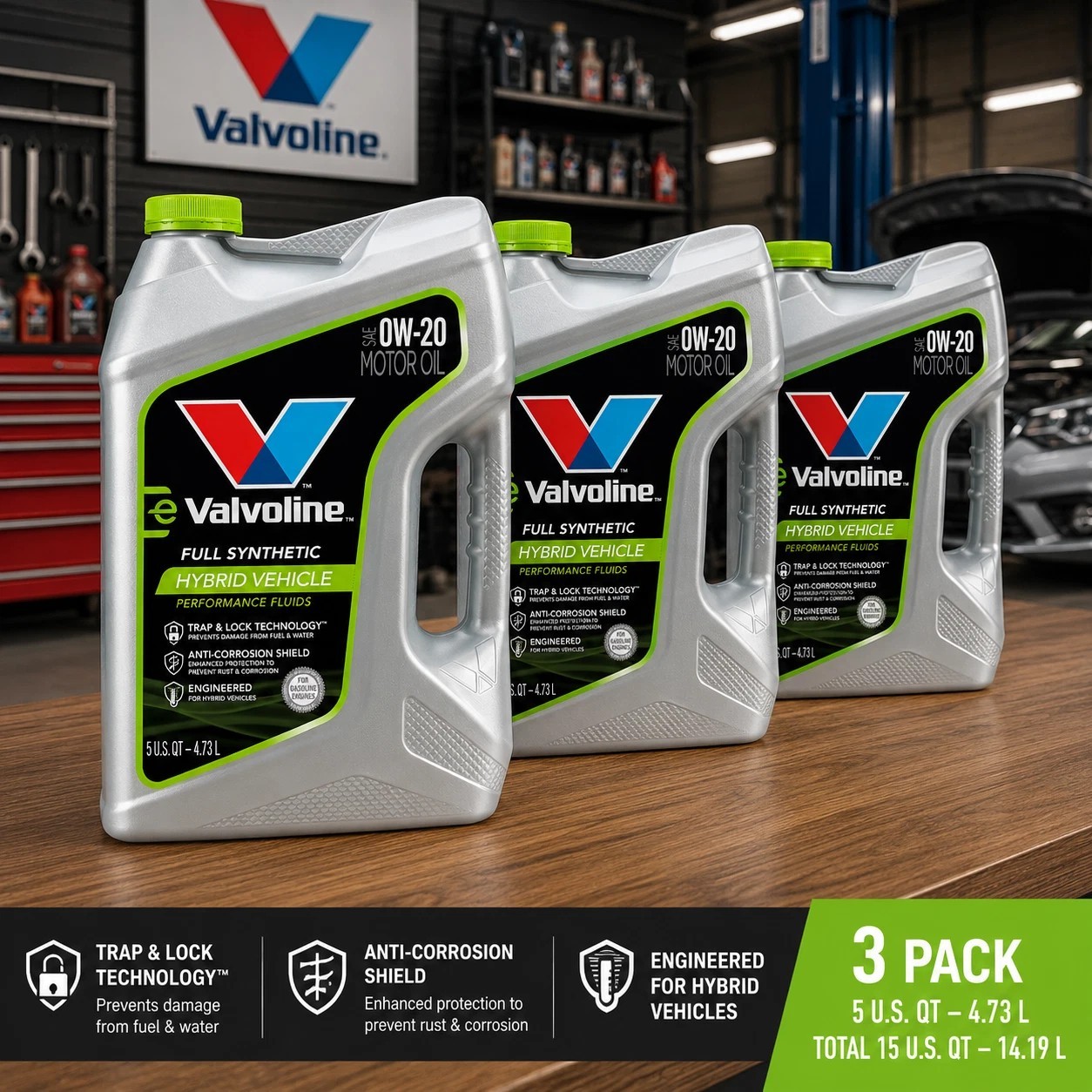 3PACK – VALVOLINE 898664 Hybrid Vehicle Full Synthetic SAE 0W-20; 5 Quart