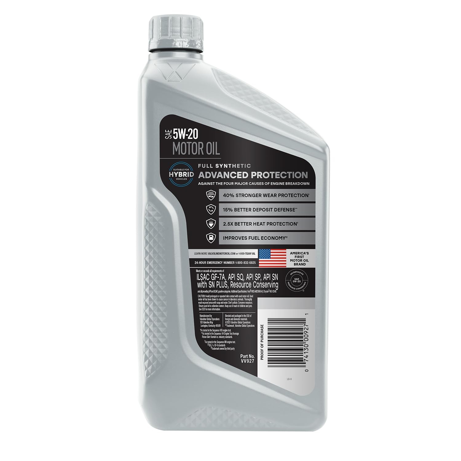 Valvoline Advanced Full Synthetic SAE 5W-20 Motor Oil 1 QT 1 QT, Amber