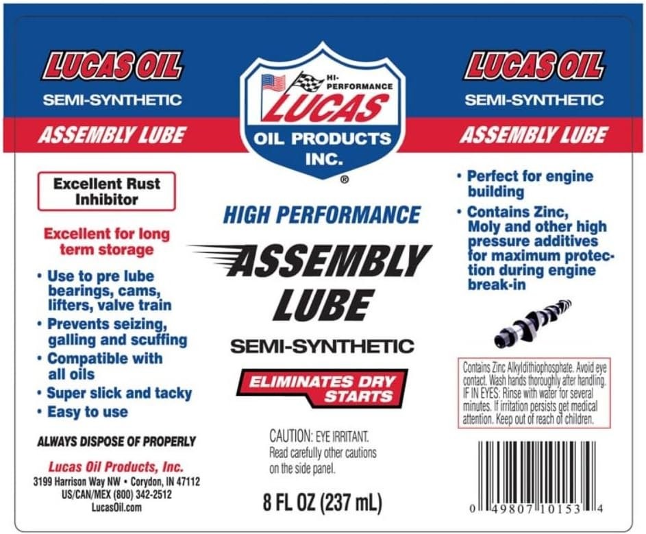 Lucas Oil 10153 High Performance Assembly Lube 8oz – 1 Pack