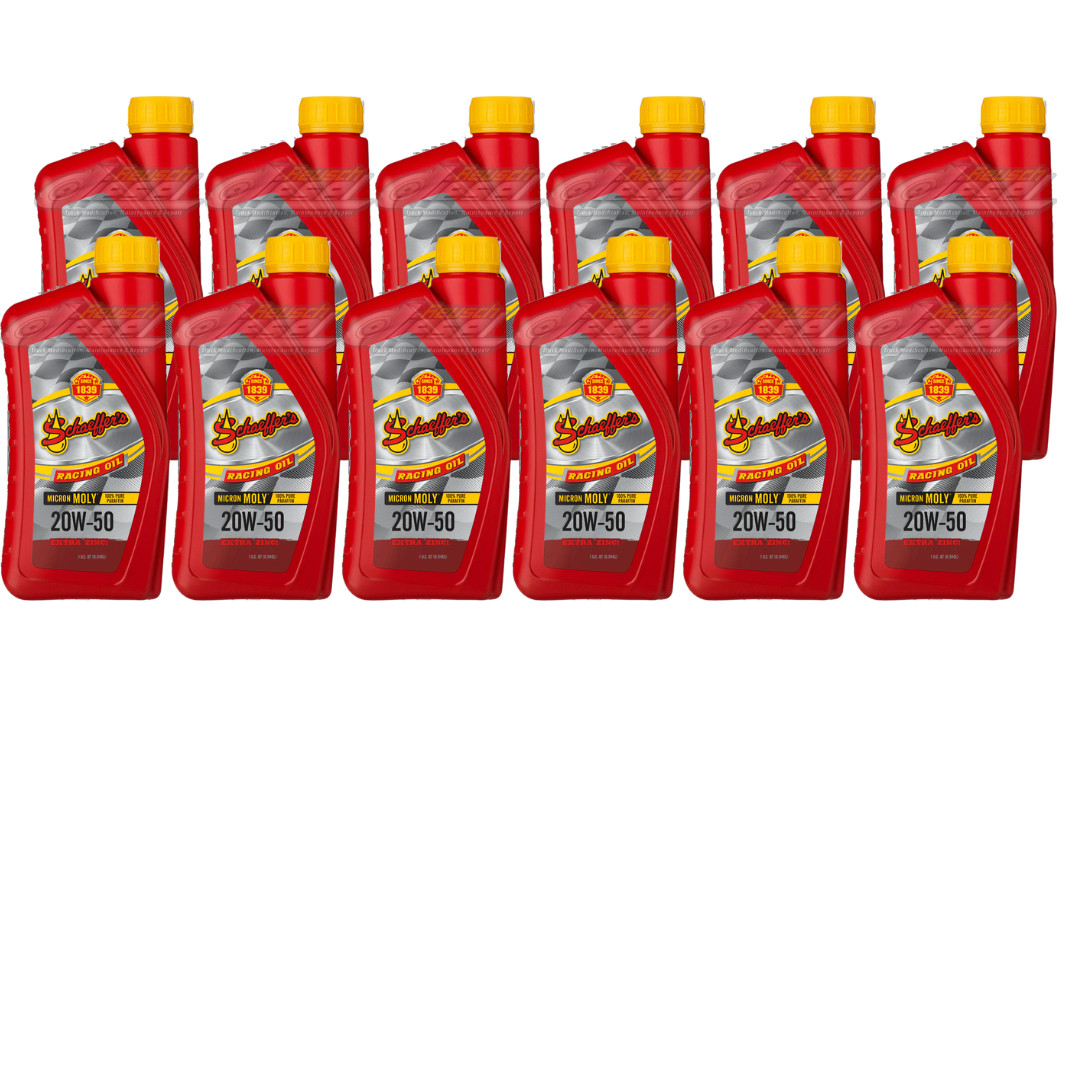Schaeffer’s Oil Micron Moly Racing Oil SAE 20W-50 (12 Quarts) #191