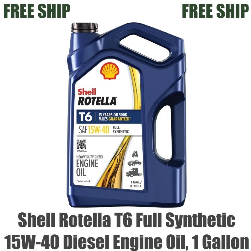 Shell Rotella T6 Full Synthetic 15W-40 Diesel Engine Oil, 1 Gallon