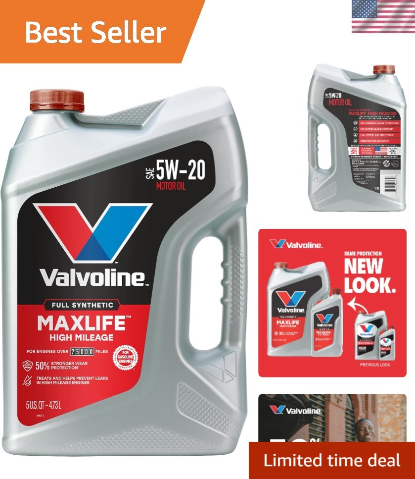 Full Synthetic 5W-20 Motor Oil – MaxLife High Mileage 5 Quart Bottle