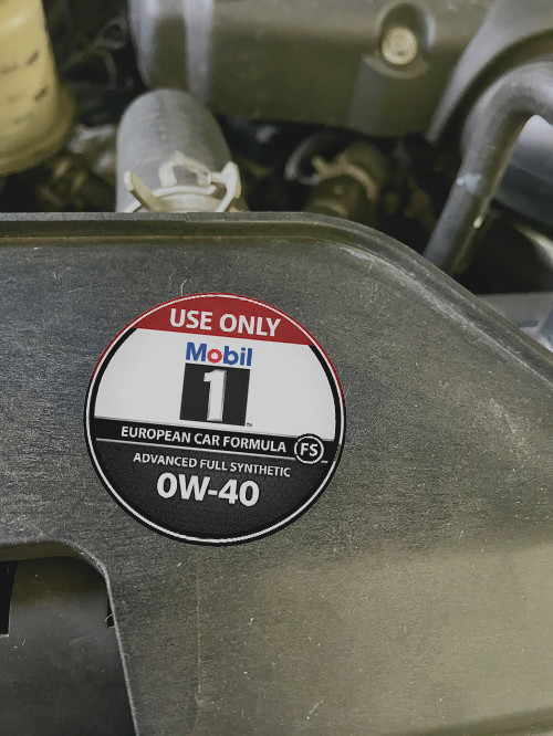 Mobil 1 FS European Car Formula 0W-40 – Engine Bay ID Labels (Set of 2)