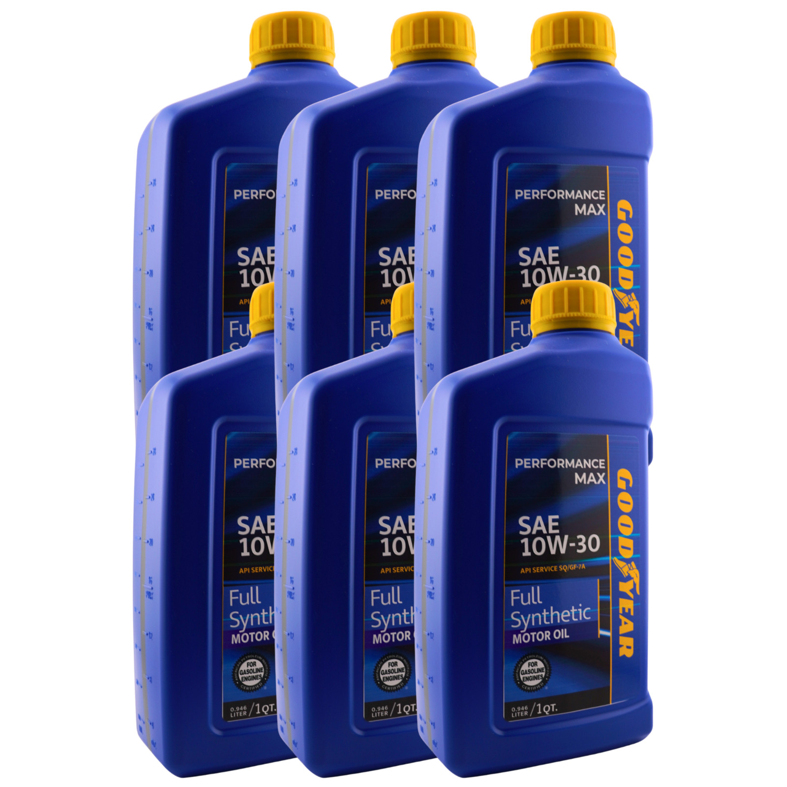 Goodyear Full Synthetic 10W-30 Motor Oil- API SQ/ILSAC GF-7A, 1 Qt. – Pack of 6