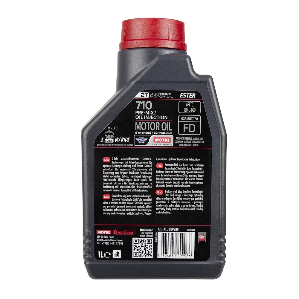 Motul 710 100 Synthetic JASO FD Motorcycle Scooter Quad 2 Stroke Blend Oil 1 Liter