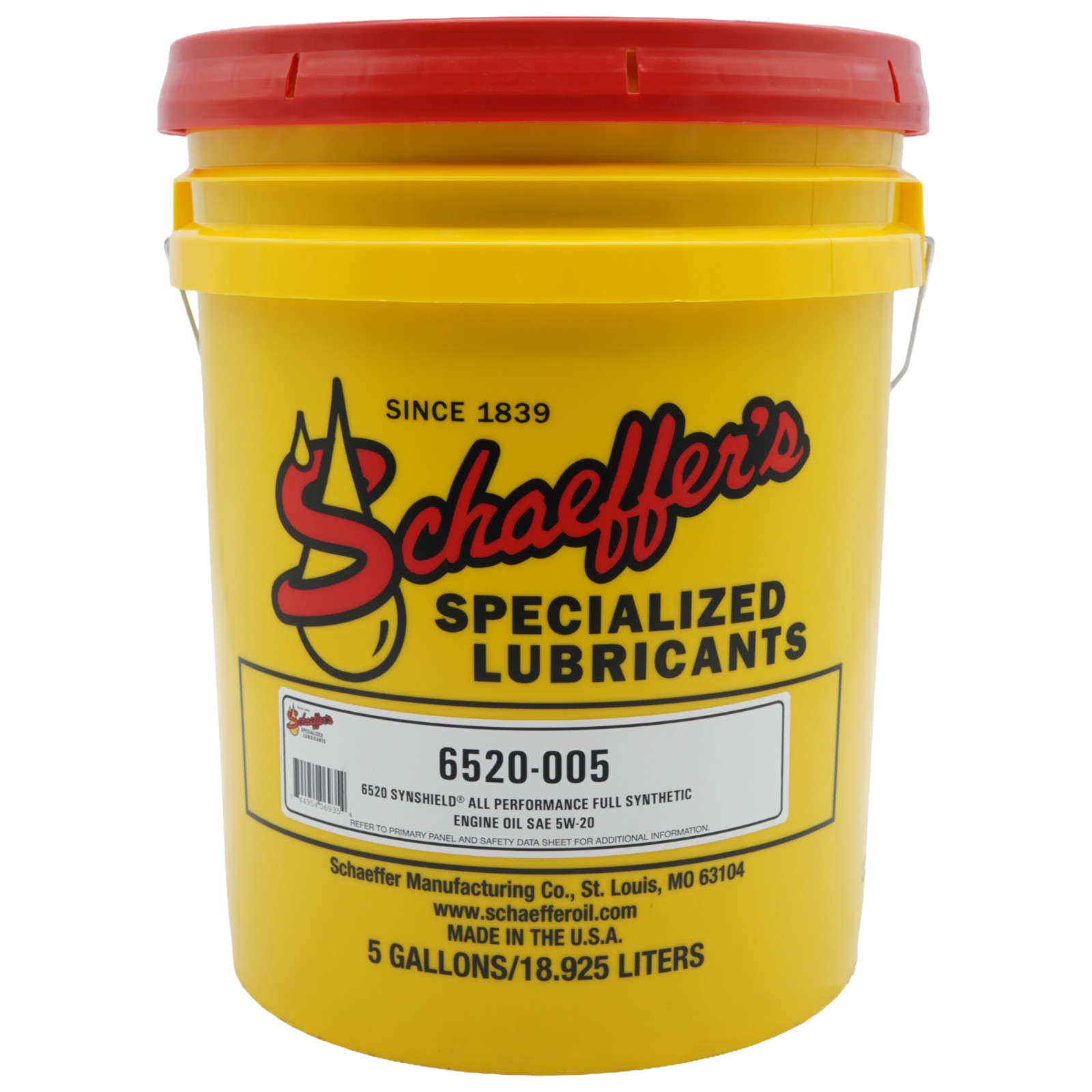 Schaeffer’s 6520 SynShield Full Synthetic 5W-20 Engine Oil, 5 Gallon Pail