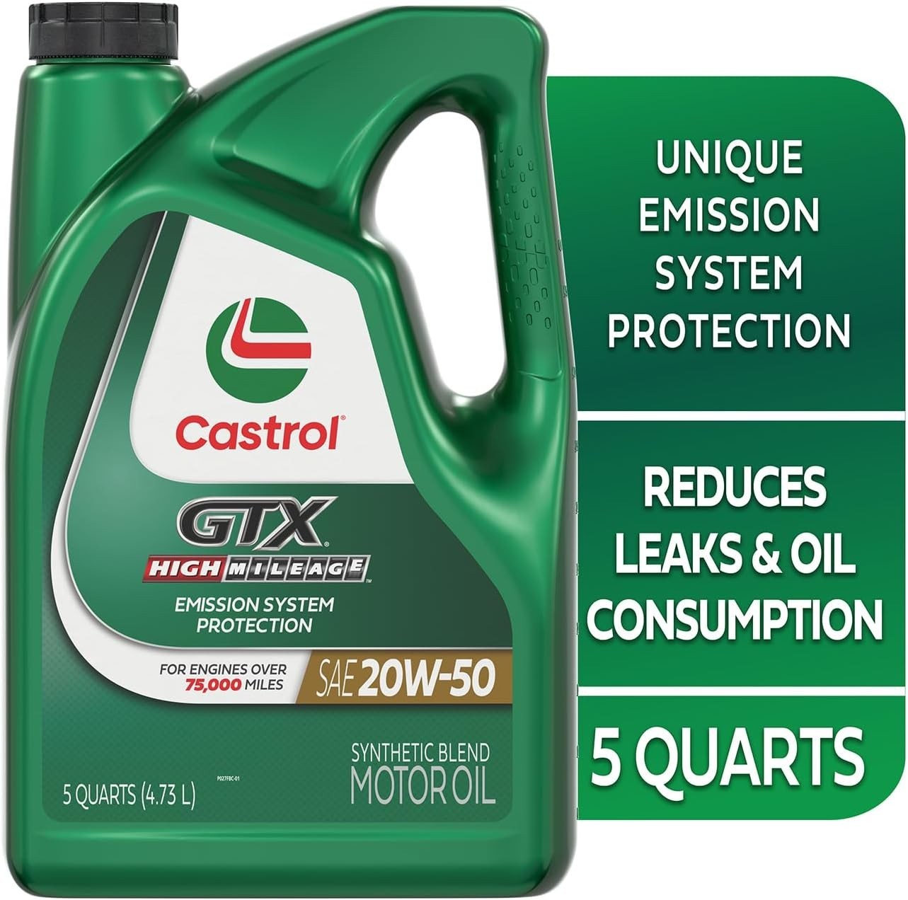 GTX High Mileage 20W-50 Synthetic Blend Motor Oil, 5 Quarts