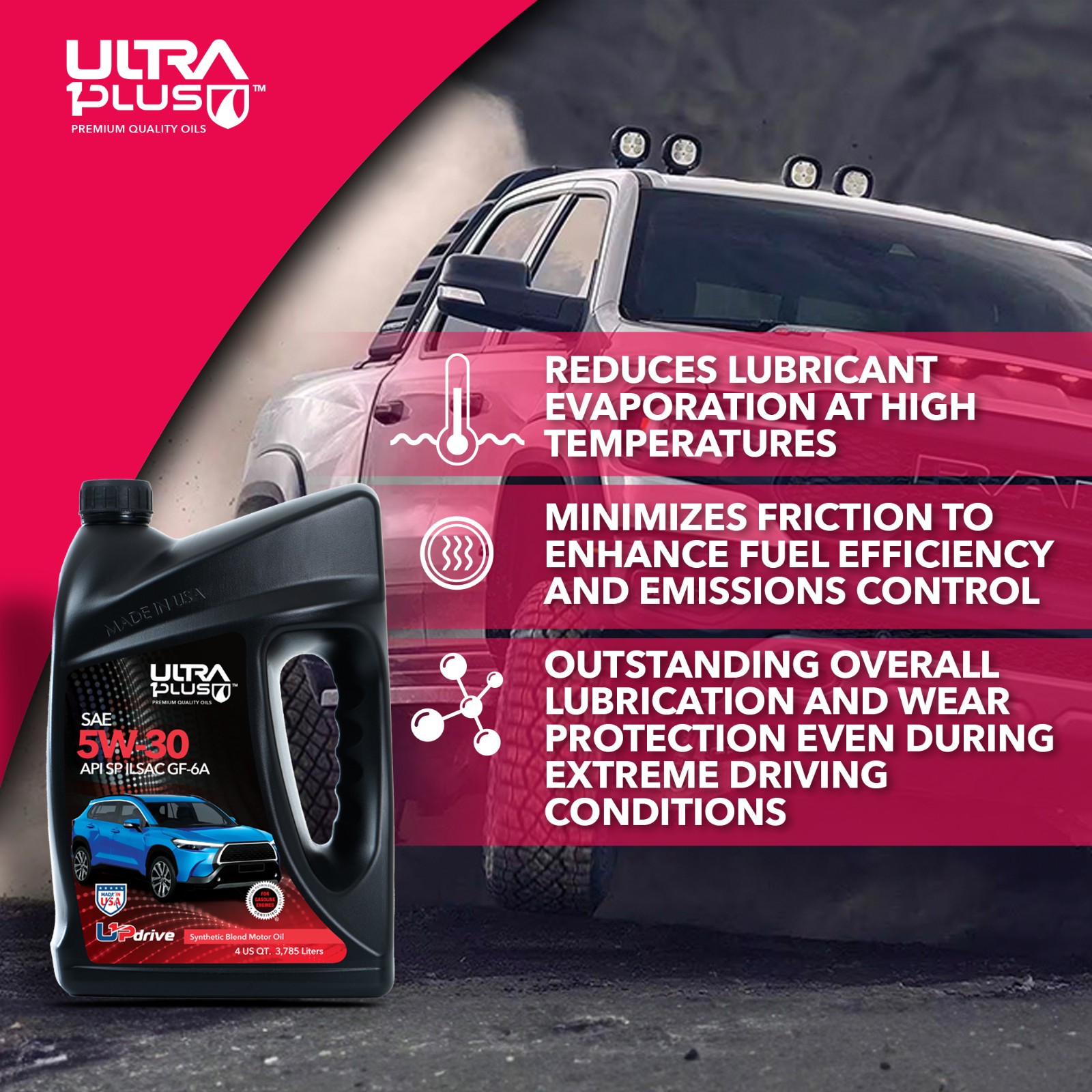 Ultra1Plus 5W-30 Synthetic Blend Motor Oil, API SP, ILSAC GF-6A (JUG – 5 QTS)
