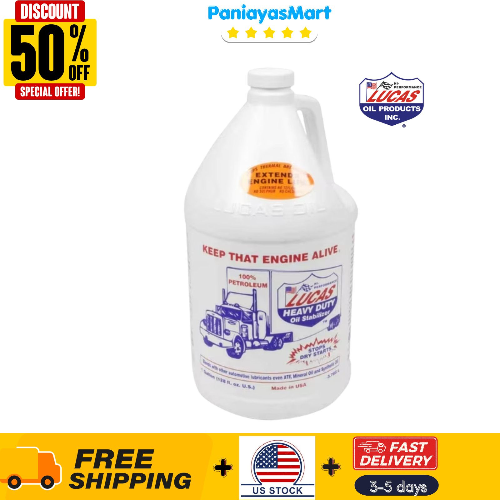 Lucas Oil 10002 Heavy Duty Oil Stabilizer One Gallon Automotive Additiv