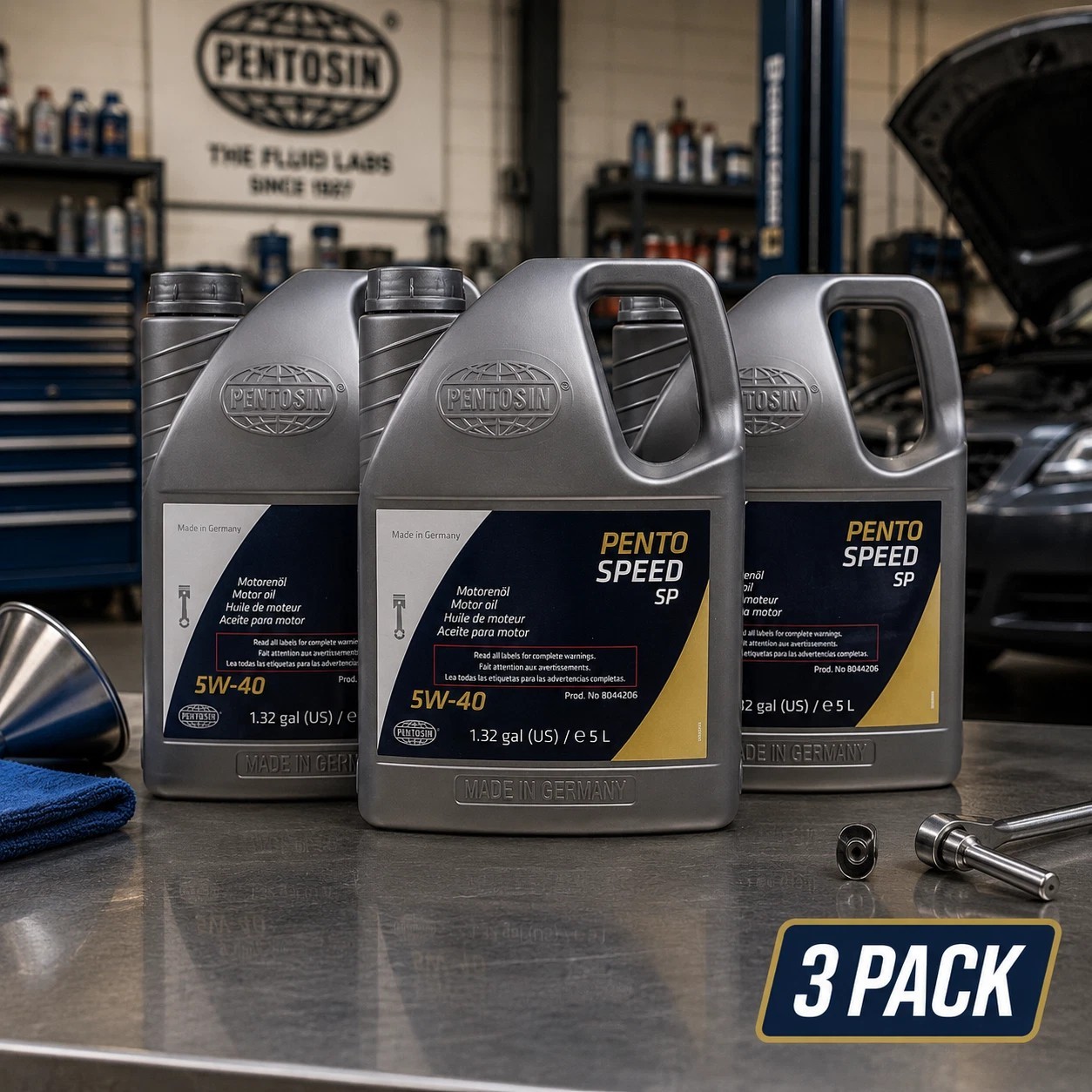 3 PACK – PEOSIN 8044206 PentoSpeed; Full Synthetic; SAE 5W-40; 5 Liters