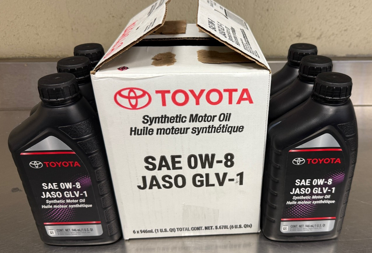 TOYOTA/LEXUS SAE 0W-8 JASO GLV-1 SYNTHETIC CASE OF 6 QUARTS 00279-08QTE-01