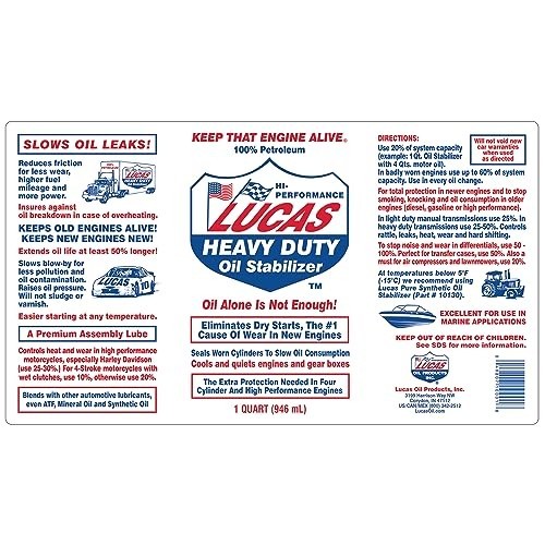 Heavy Duty Oil Stabilizer 1 Quart For Cars Trucks Engine Additive Petroleum