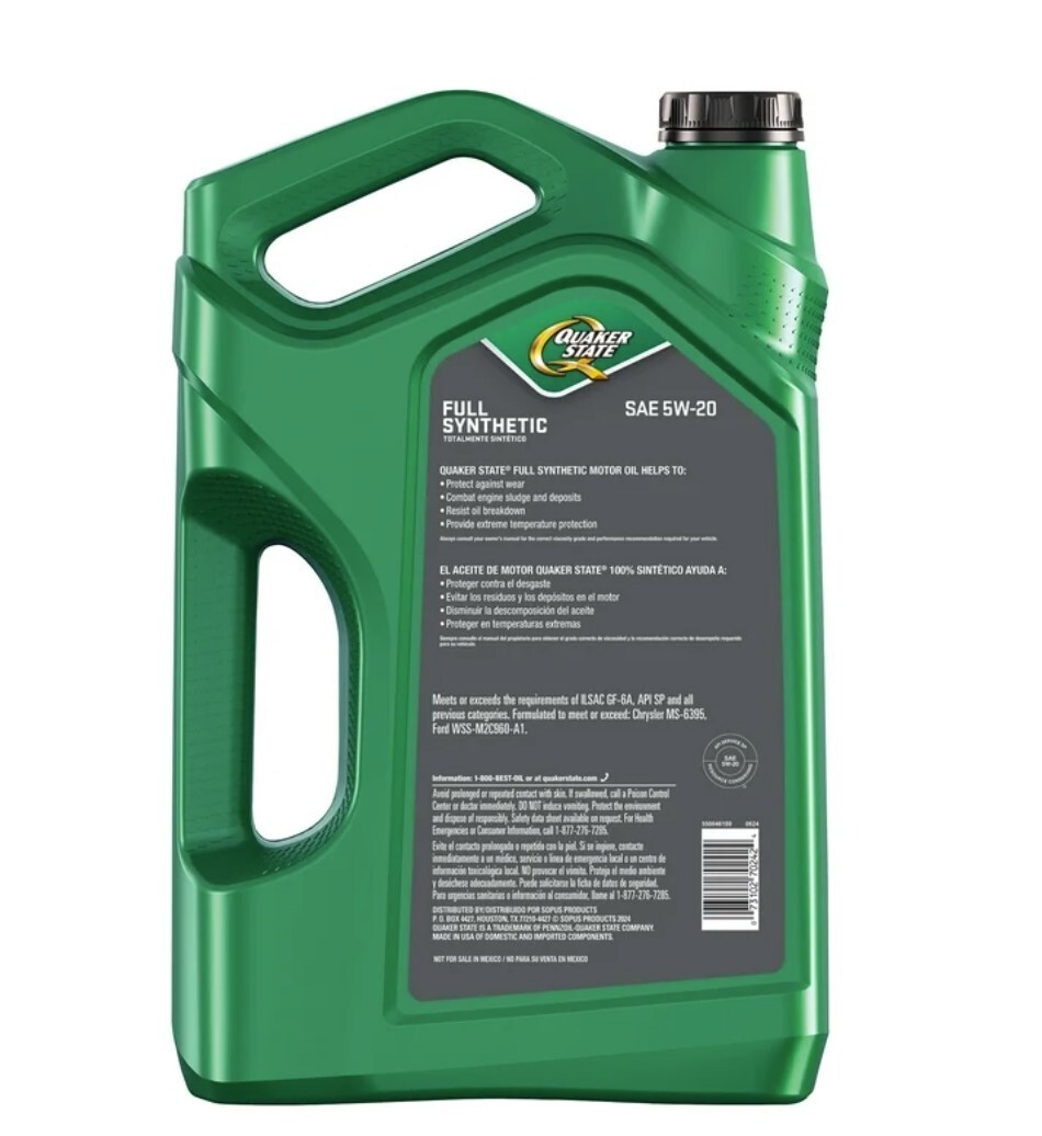 Quaker State Full Synthetic 5W-20 Motor Oil, 5-Quart