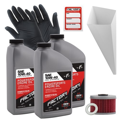 Factory Racing Parts 10W-40 3Qt Oil Change Kit For Honda ATC250ES TRX420 TRX500